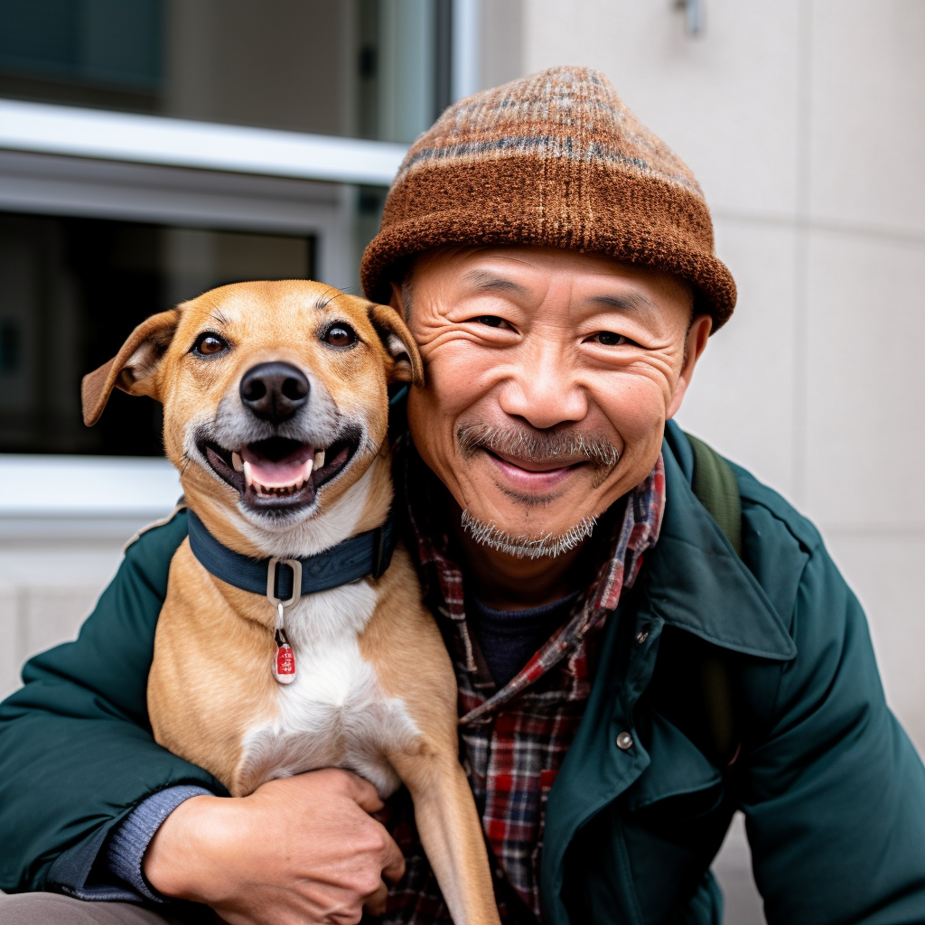 男性と犬の会話の訓練
